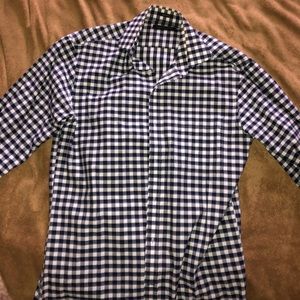 Navy Blue/White checkered button up.
